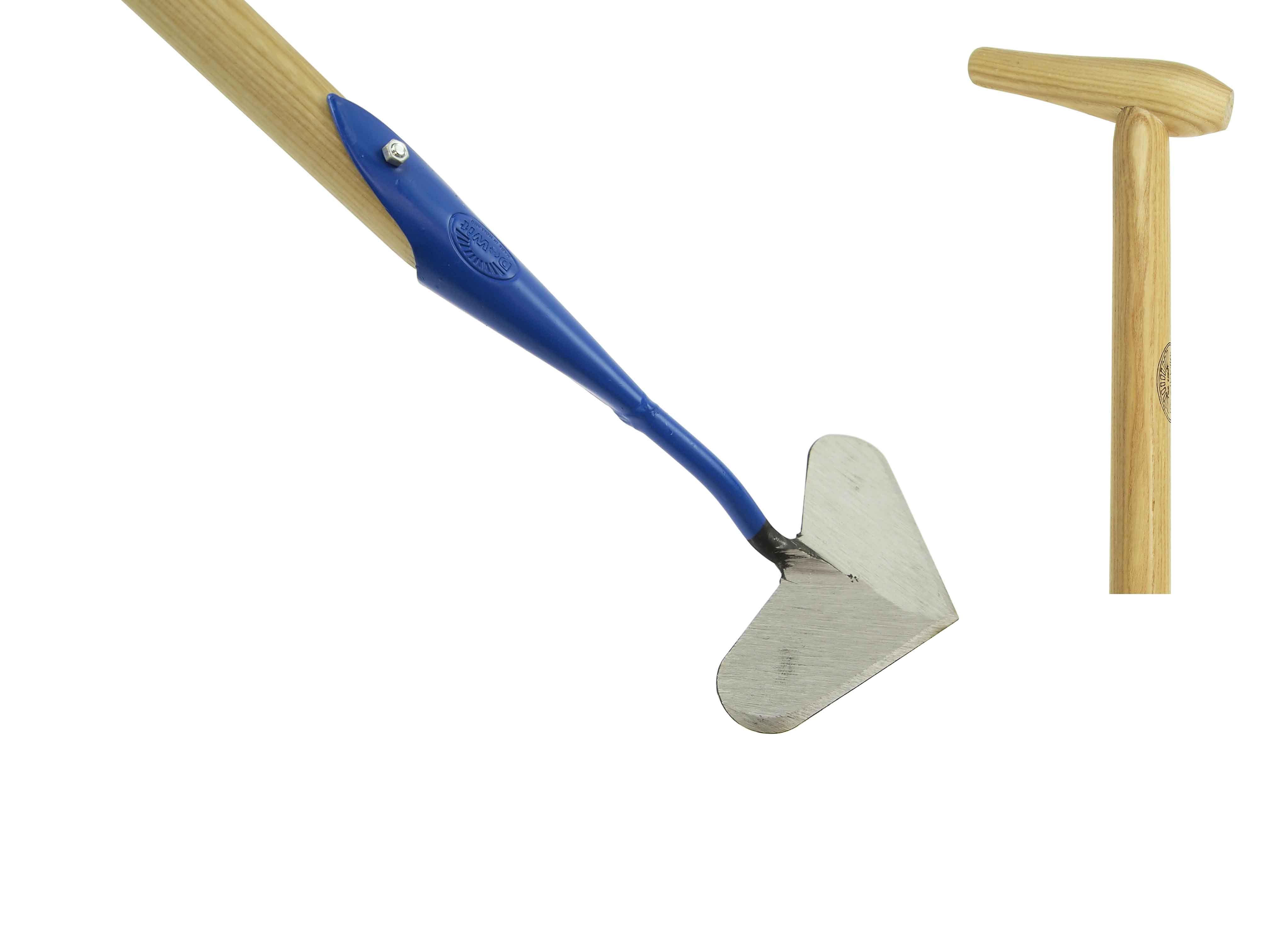 Dutch forged heartshaped pull'n push hoe  16cm blue, with 170cm P-top handle